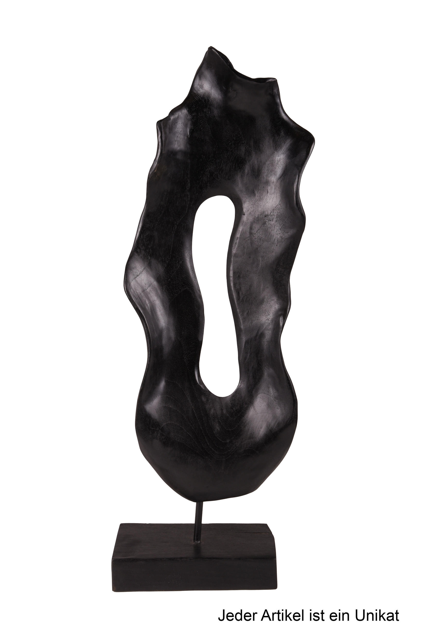 DEKO-SKULPTUR NOÉ Teak Schwarz 78x14x33cm - Schwarz, Holz (14/78/33cm) - DELUKE