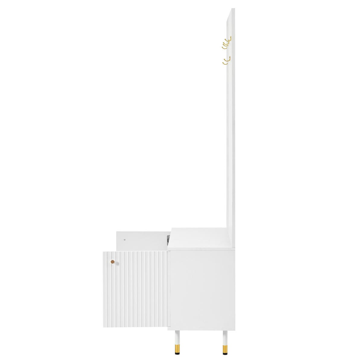 GARDEROBE Schrank Schuhschrank Haken Metallfüße Modern - Weiß, Holzwerkstoff (70/180/35cm) - FLIEKS