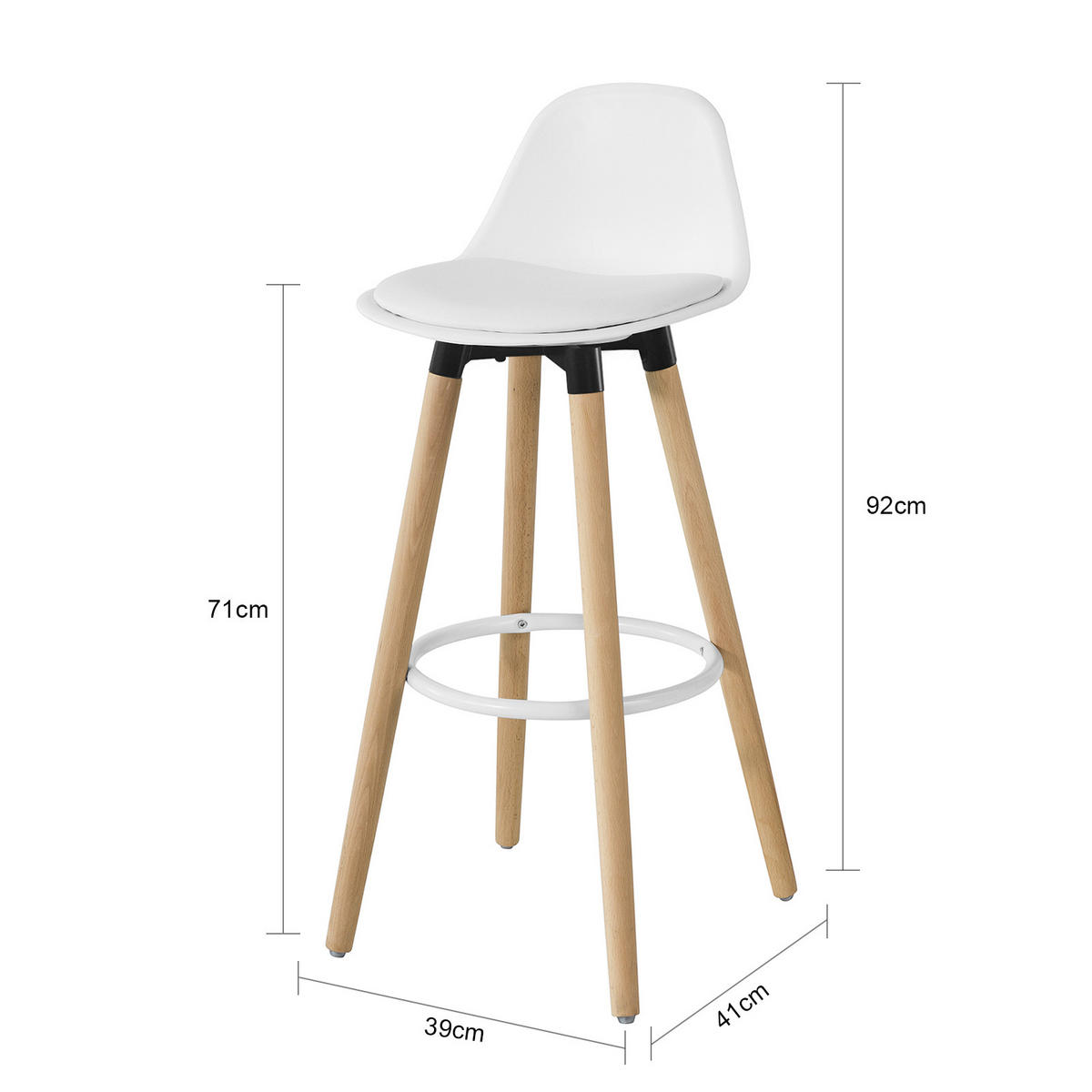 BARHOCKER Buche Weiß - Weiß, Holzwerkstoff (39/92/41cm) - SoBuy