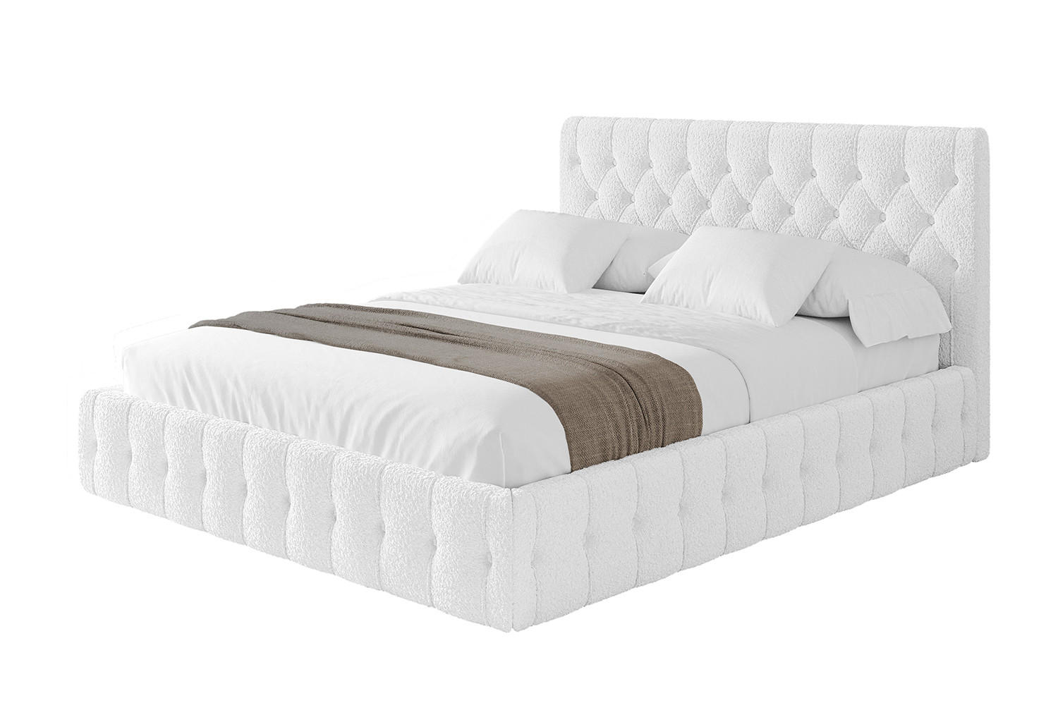 POLSTERBETT mit Bettkasten und Lattenrost, Bett mit Matratze H3/H4 - LARO 180x200 Weiß - Weiß, Holzwerkstoff/Textil (180/200cm) - ALTDECOR