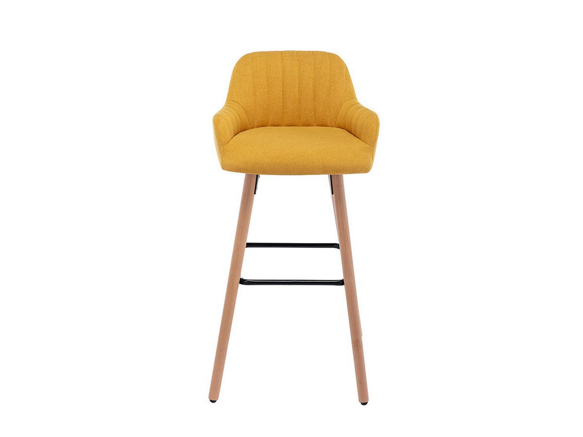 BARHOCKER - 47 cmcm x 52 cmcm - Stoff - Senffarben - ELEANA - Dunkelgelb, Textil (47/98/52cm) - Vente-Unique