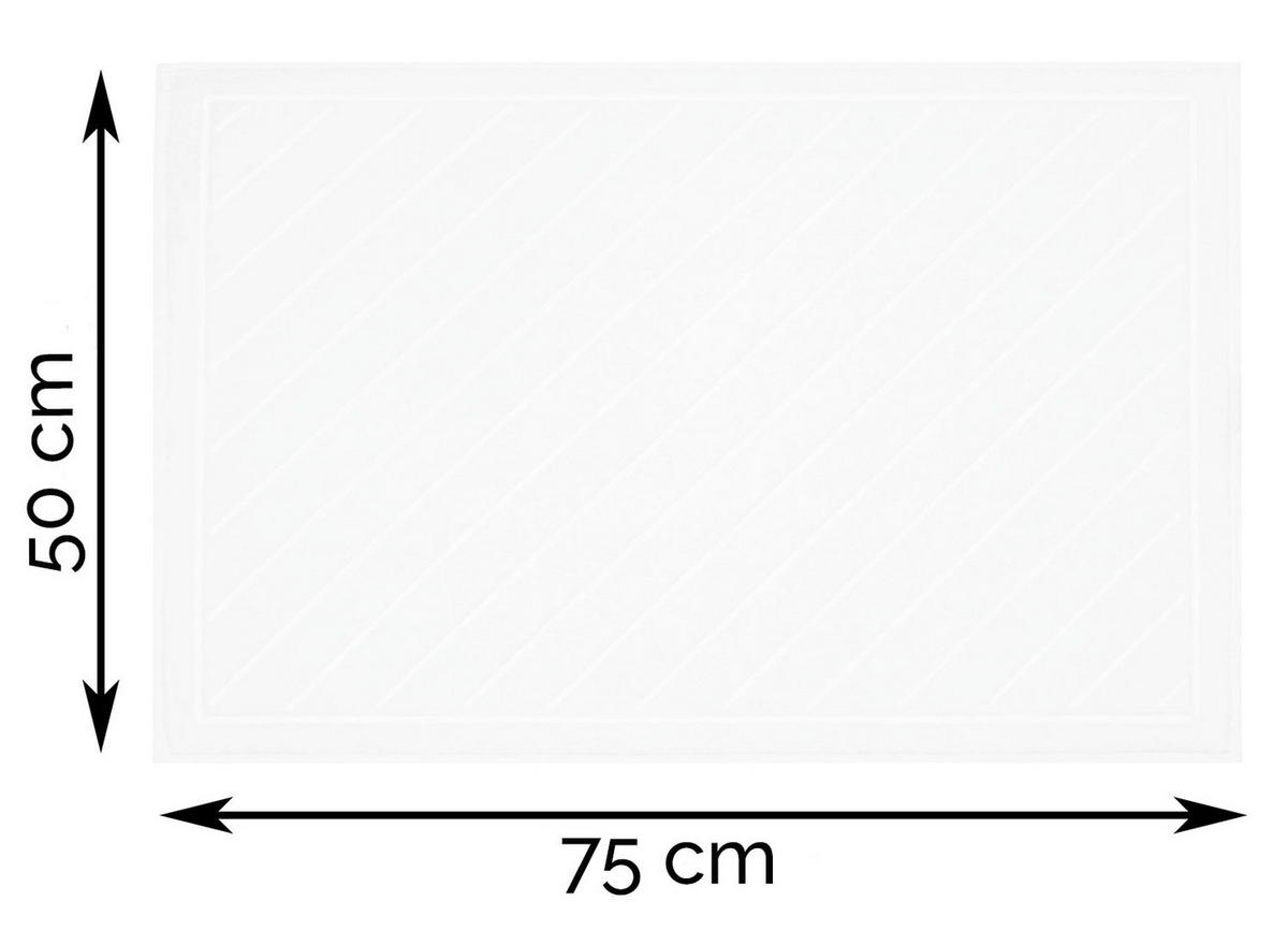 BADEMATTE, 2er-Set, 50x75 cm, 100% Baumwolle, Weiß - Weiß, Textil (50/70cm) - Zollner
