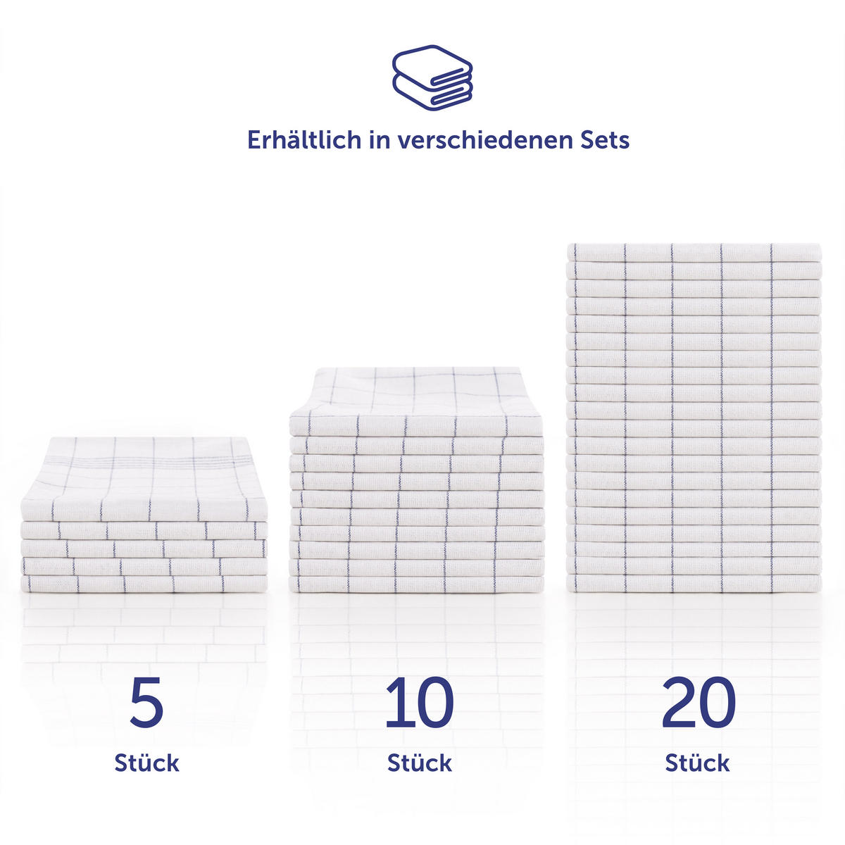 GESCHIRRTÜCHER 10er Set, 50/70 cm, 100% Baumwolle, kariert - Blau, Naturmaterialien (50/70cm) - Blumtal