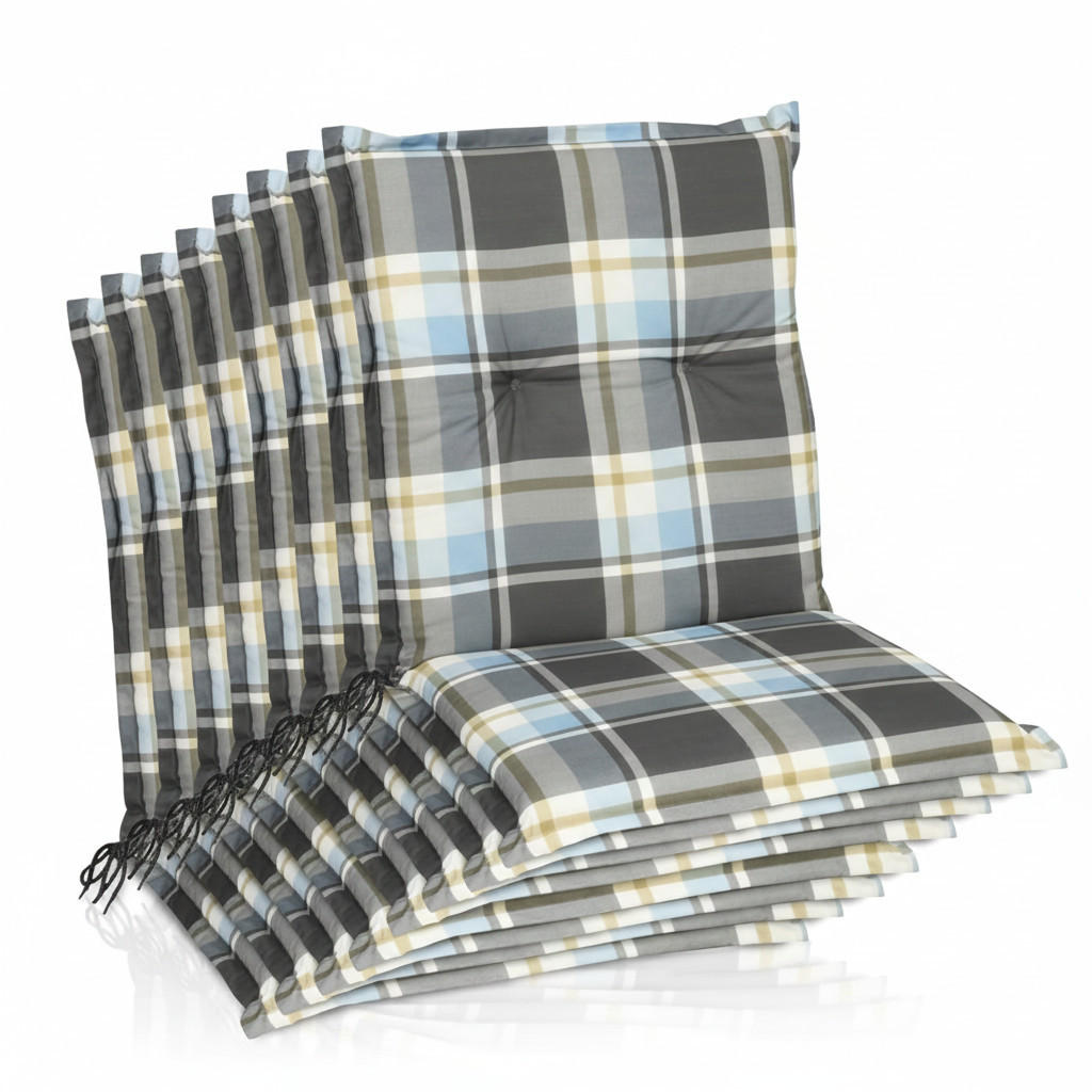 NIEDERLEHNERAUFLAGE Sunny BK 100x50x6cm Blau Kariert (8tlg) - Blau, Textil (50/6/100cm) - Beautissu 