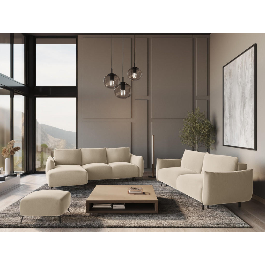 Thumbnail - Makamii Ecksofa, Creme, Textil, 3-Sitzer, Füllung: Schaumstoff, L-Form, Ottomane links, 242x162 cm, Made in EU, Wohnzimm...