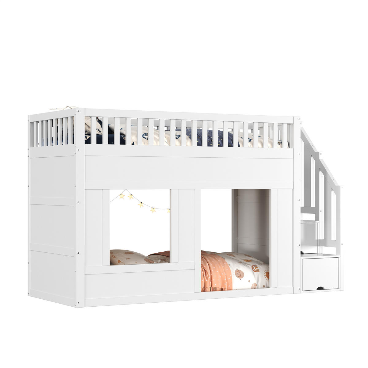 VYVÝŠENÁ POSTEL 90/200 cm v bílé barvě s úložnými schody - bílá, dřevo/kompozitní dřevo (90/200cm) - CHICFURN