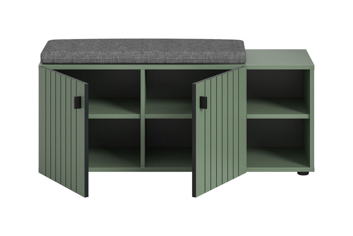 SITZBANK inkl. Sitzkissen STATION 2-tlg. (B/H/T: ca. 106/43/37 cm) in Smoke Green/Smoke Green - Grün, Holzwerkstoff (106/43/37cm)