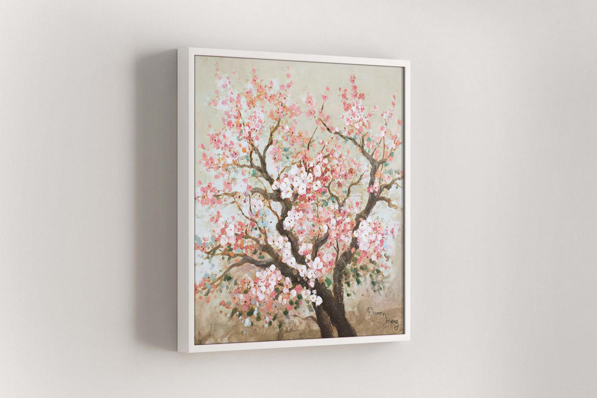 ACRYLBILD HANDGEMALT 80/80 cm - Pink/Braun, Holz/Textil (80/80cm) - KUNSTLOFT