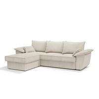 ECKSOFA LINKS Gerippter Samt Creme 257cm - Creme, Textil (168/257cm) - Sia Home