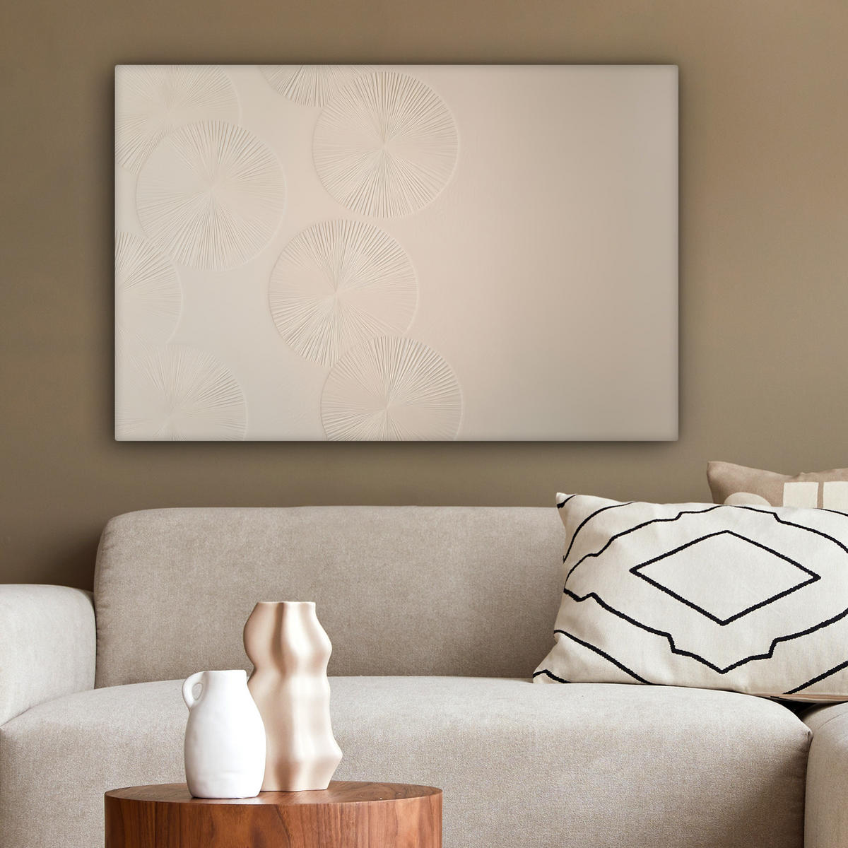 LEINWANDBILD Japandi - Beige - Modern Wanddeko 90x60 cm - Ecru, Textil (90/60cm) - MuchoWow