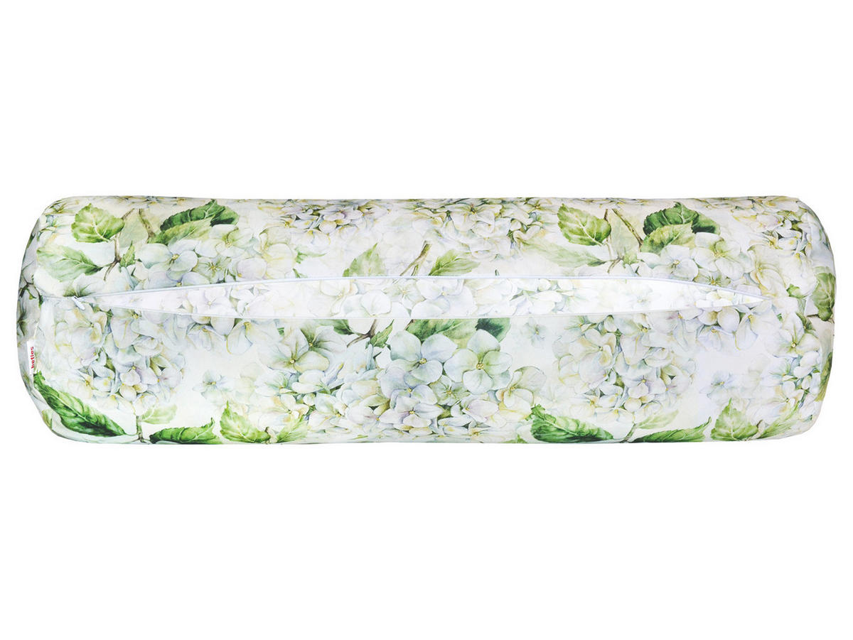 XL-NACKENROLLENHÜLLE Landlust-Hortensie weiß 25/70 cm - Weiß/Grün, Textil (25/70cm) - beties Heimtextil