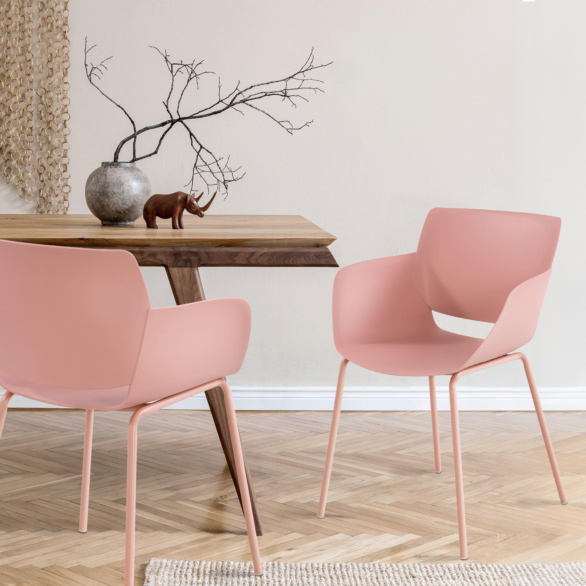 STUHL Kunststoff Pink - Pink, Kunststoff/Metall (58/80/54cm) - CLP