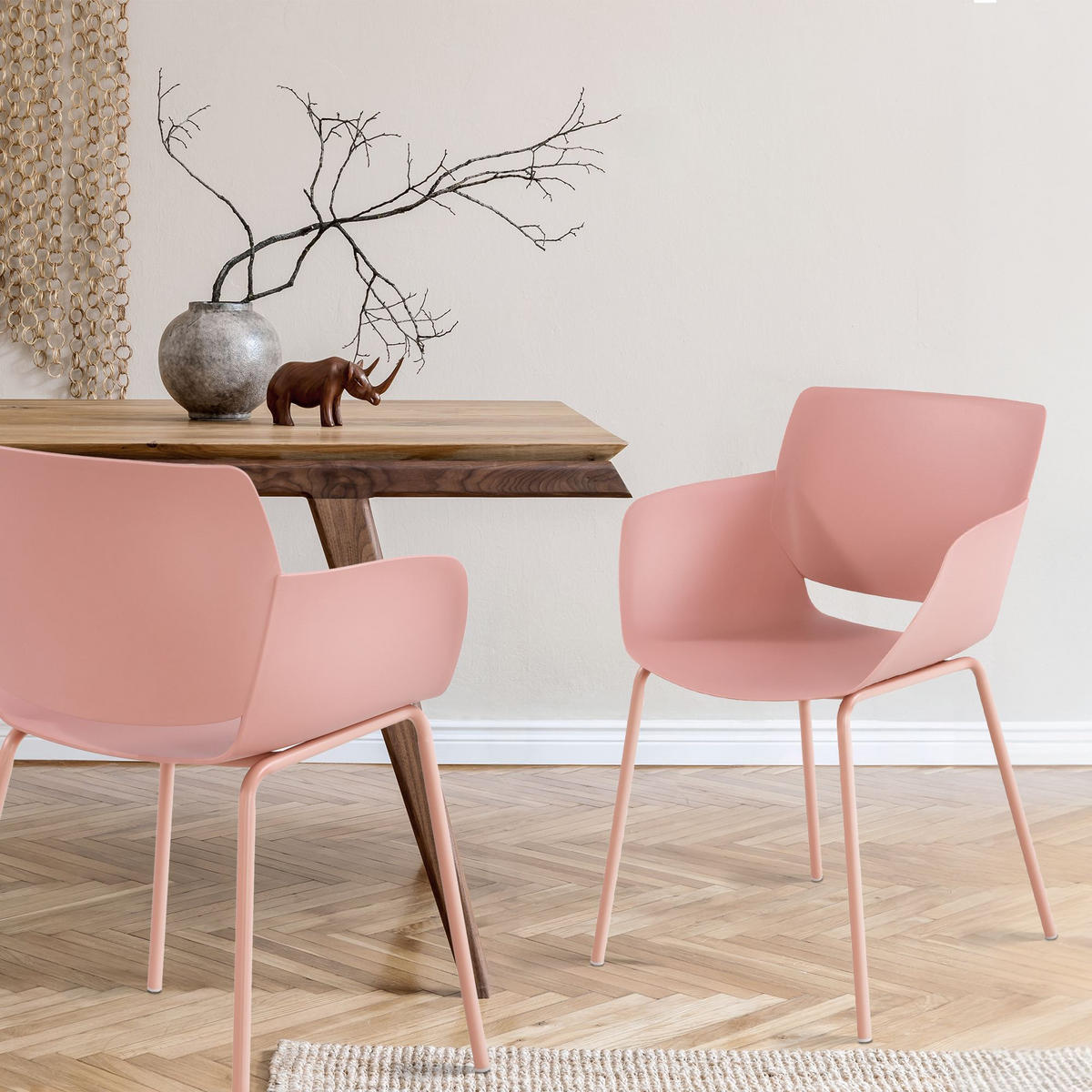 STUHL Kunststoff Pink - Pink, Kunststoff/Metall (58/80/54cm) - CLP