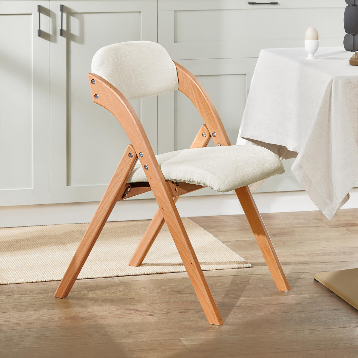 FALTSTUHL mit gepolsterter Sitzfläche FST92-Wx4 - Ahornfarben, Fell (41.5/77/47.5cm) - SoBuy