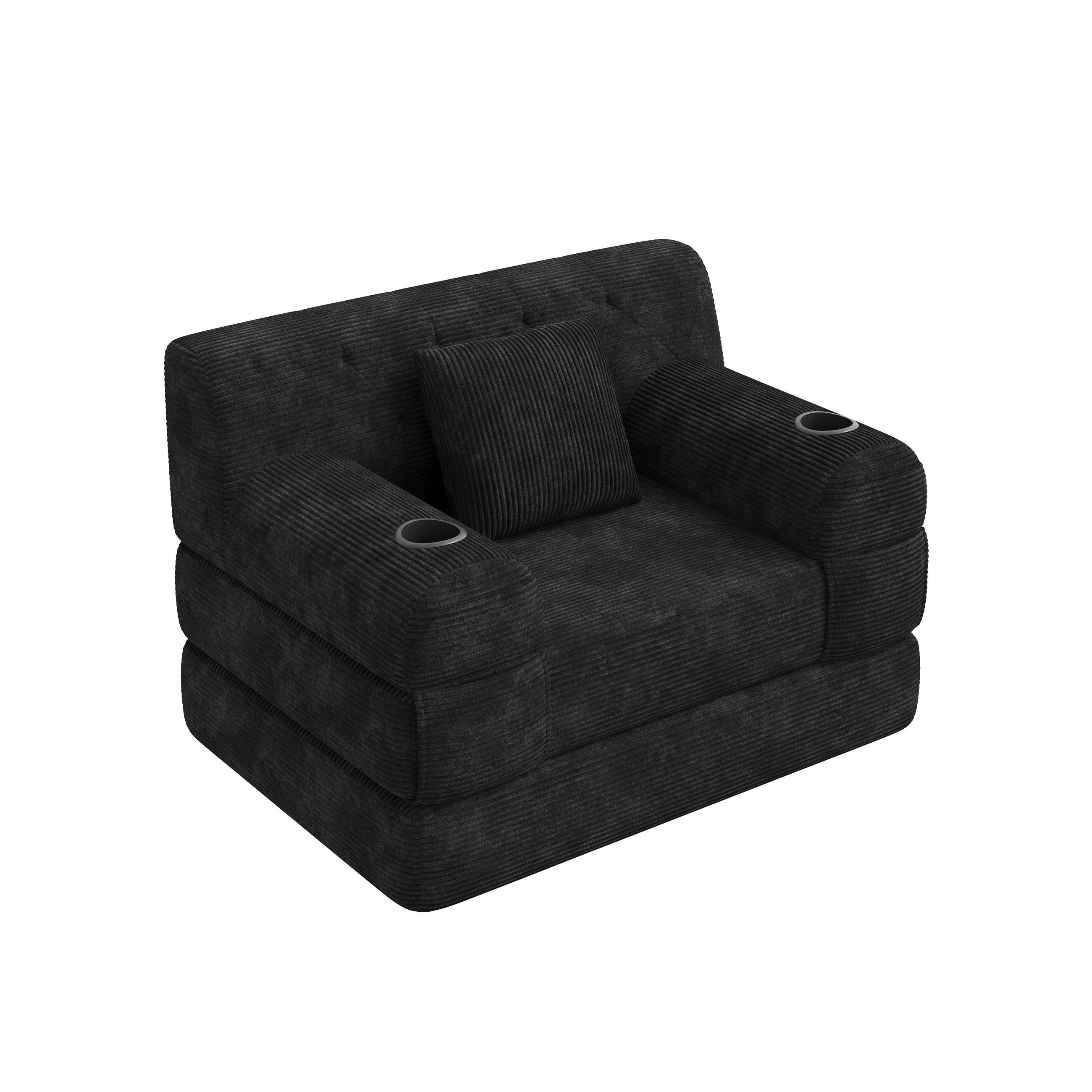 SCHLAFSESSEL Cord komprimiert, DE-42543, Schwarz - Schwarz, Metall (107/81/80cm) - ComfortXL