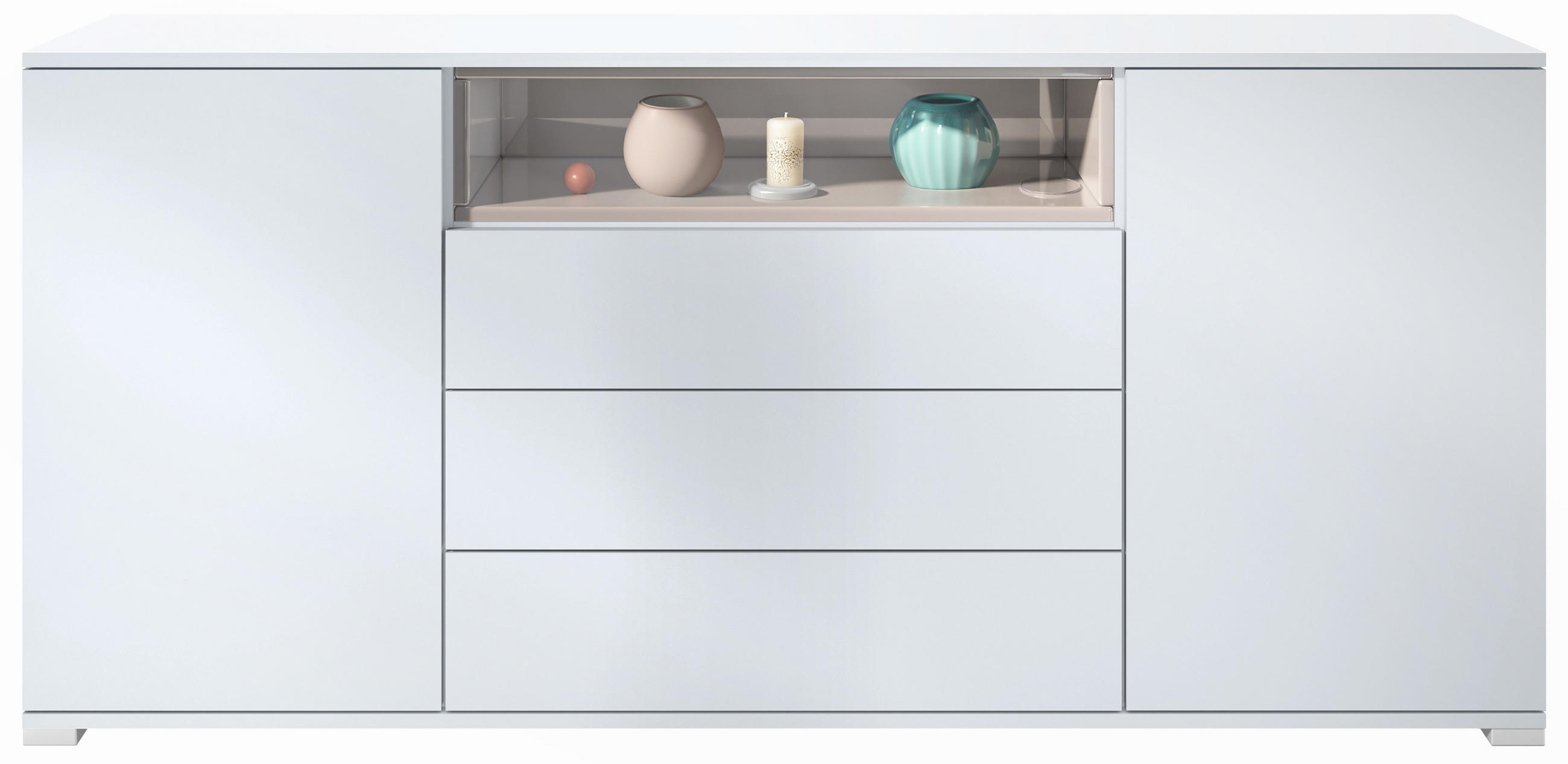 SIDEBOARD Skadu Sandgrau Hochglanz - Sandfarben, Holzwerkstoff (166.5/75.5/35cm) - Vladon