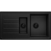 SPÜLBECKEN Kopenhagen Duo, 2-er set Alles Schwarz 90/50 cm 1,5 Becken + Ablauf-Set ab 60er Unterschrank - Schwarz, Kunststoff (90/19/50cm) - Primagran