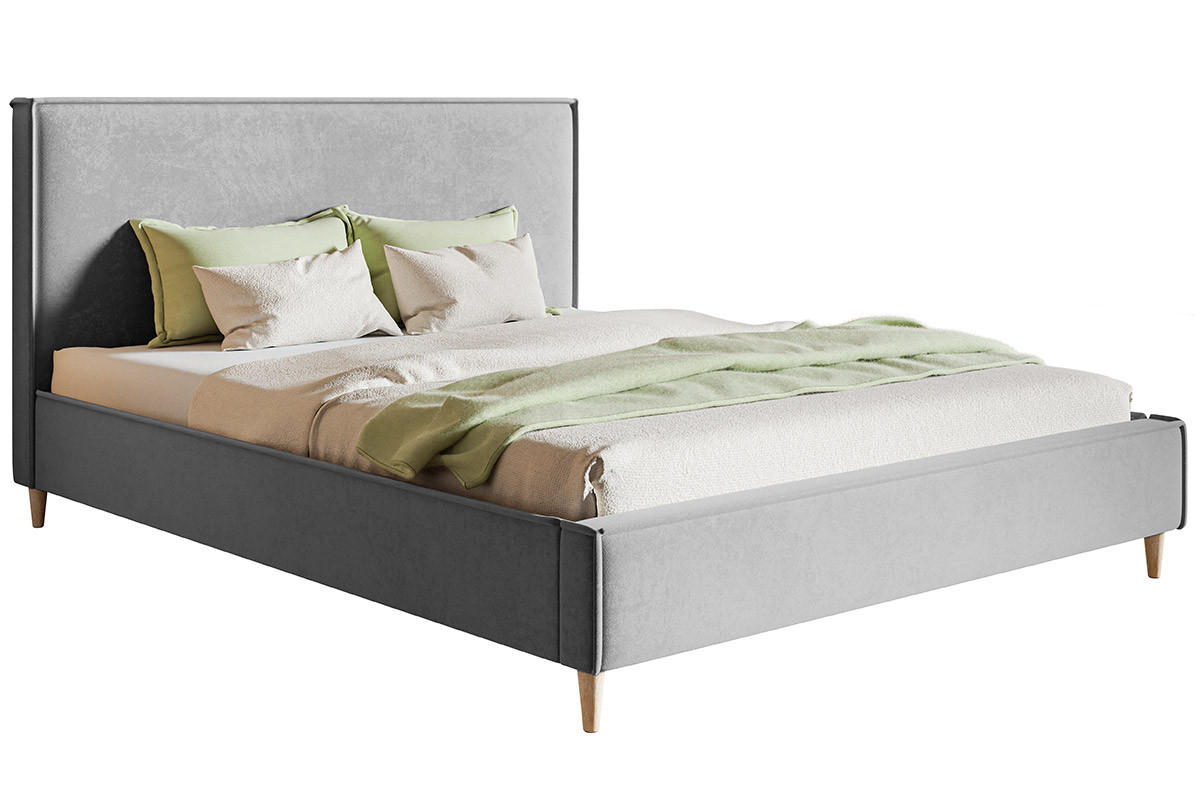 BETT Grau LUXO 8 Gepolstert Auf Hohen Beinen 120x200 cm - Grau, Textil (120/200cm) - Sepro Meble