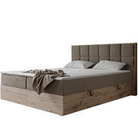 BOXBETT LAVIO II 160/200 cm, in Hellbraun, mit Matratze und Topper - Hellbraun, Holzwerkstoff/Textil (160/200cm) - Idohome