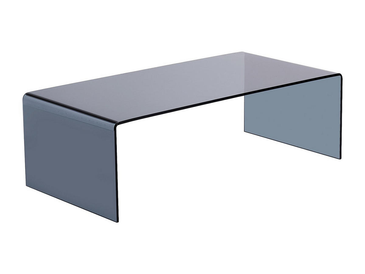 COUCHTISCH - gebogenes getöntes Sicherheitsglas - Schwarz - ALONZO - Transparent/Schwarz, Glas (110/55/35cm) - Vente-Unique