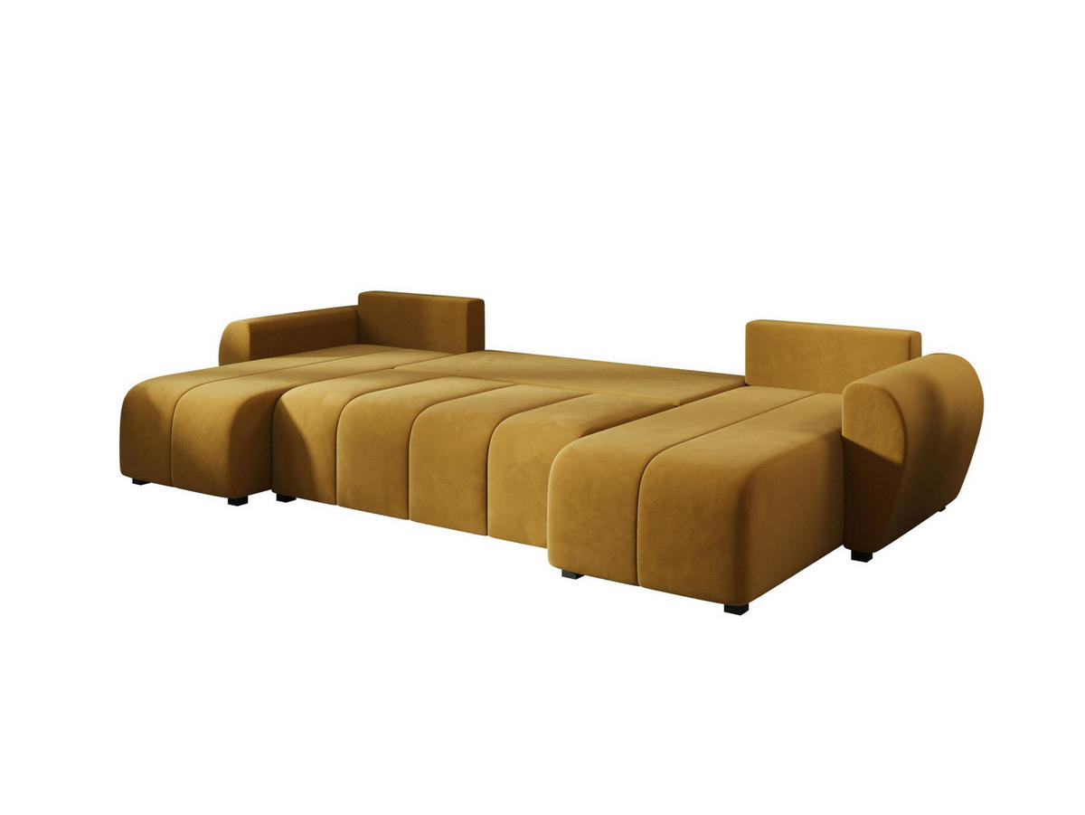 WOHNLANDSCHAFT MOLISA U Itaka 33 mit Schlaffunktion - Currygelb, Textil (303/82/208cm) - Bedante