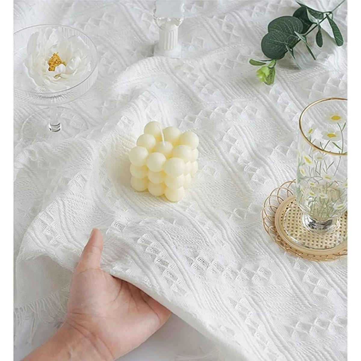 KERZE 2-teiliges Set Bubble Sojawachs Weiß - Weiß, Paraffin (6cm)