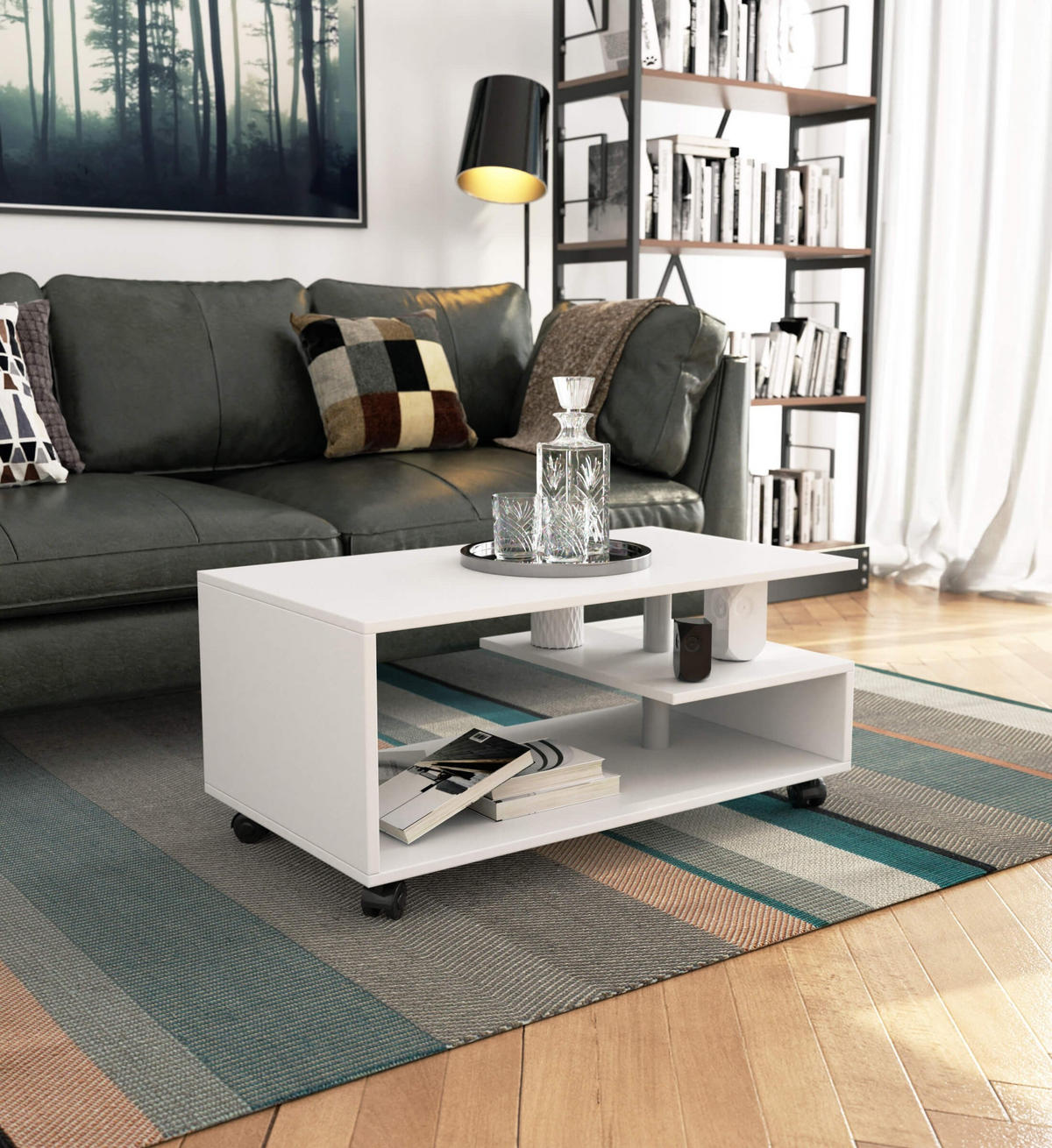 COUCHTISCH Vini, 90x40x51 cm, Weiß - Weiß, Holz (51/90/40cm) - Milordbikes