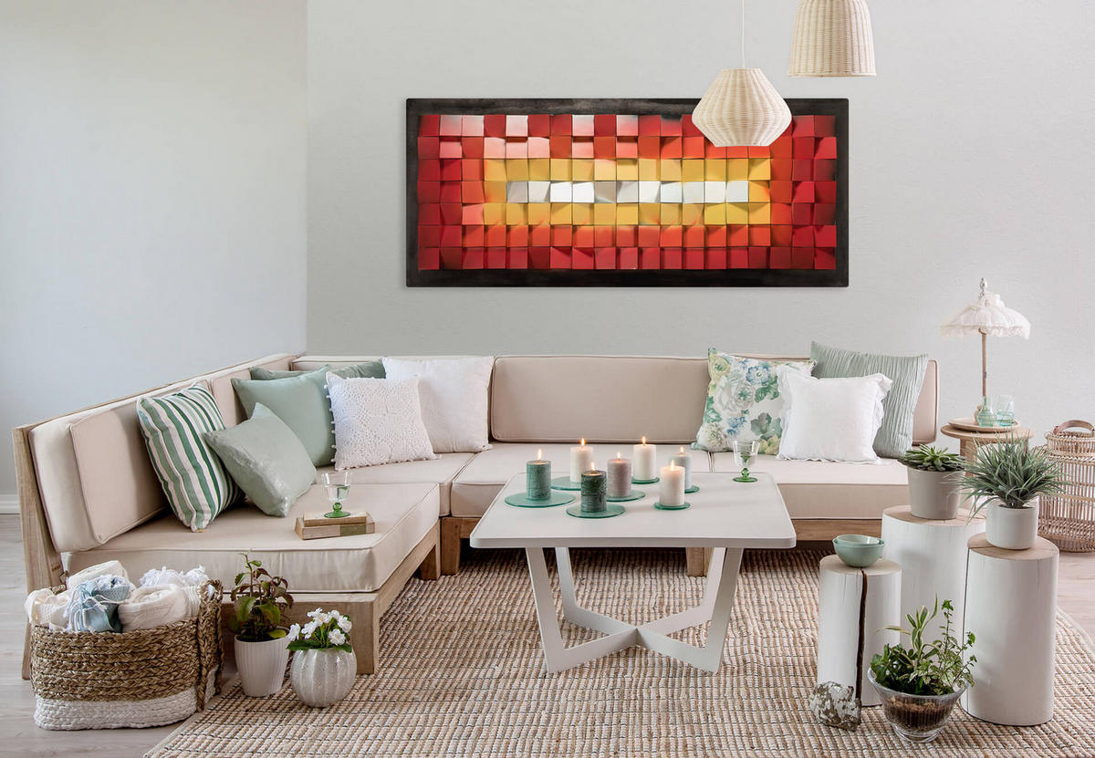 WANDBILD Rot 130/53 cm - Rot/Weiß, Holz/Kunststoff (7.07/53cm) - KUNSTLOFT