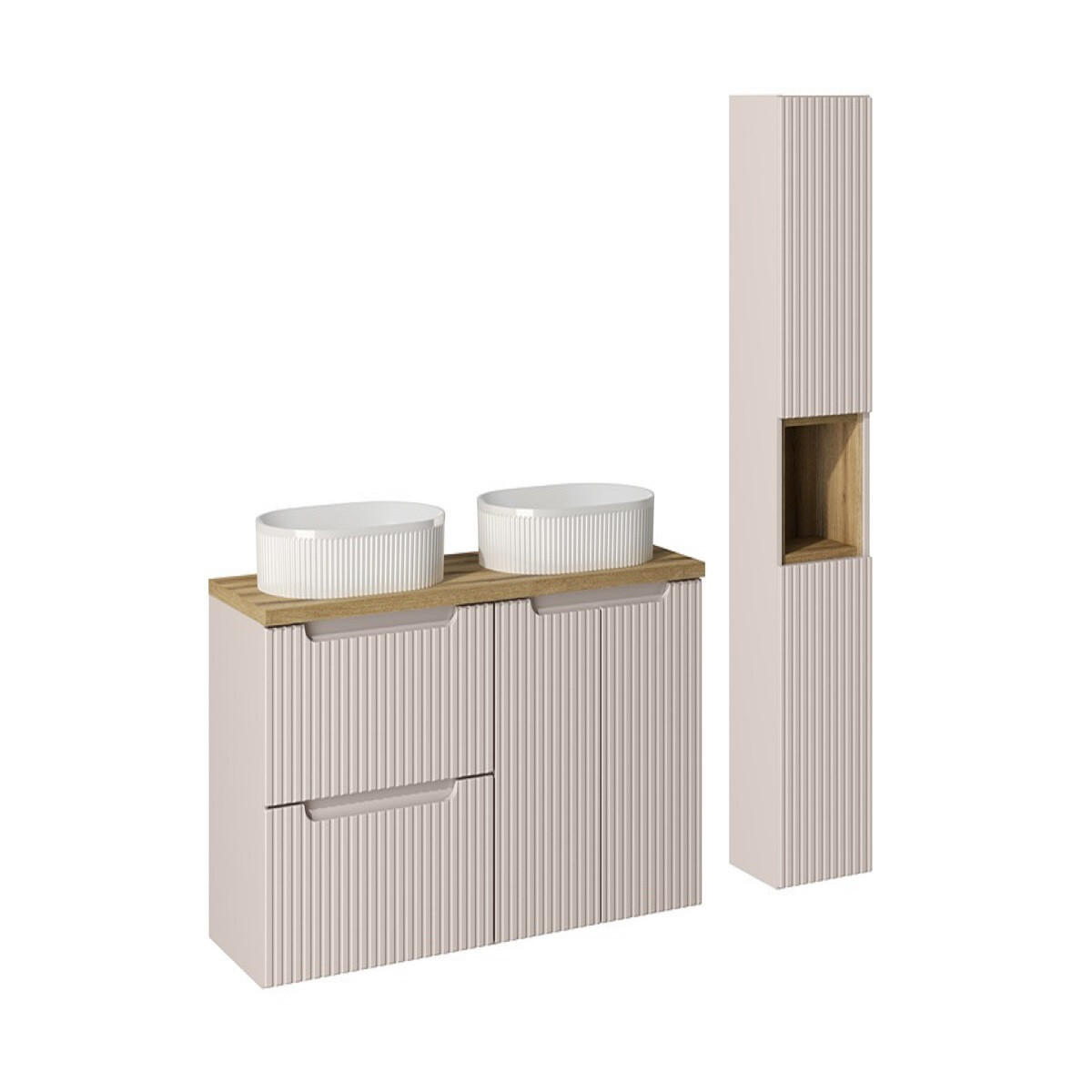 Milaros Markt Badmöbel-Set Kaschmir, Eiche Artisan 120x140x46 cm