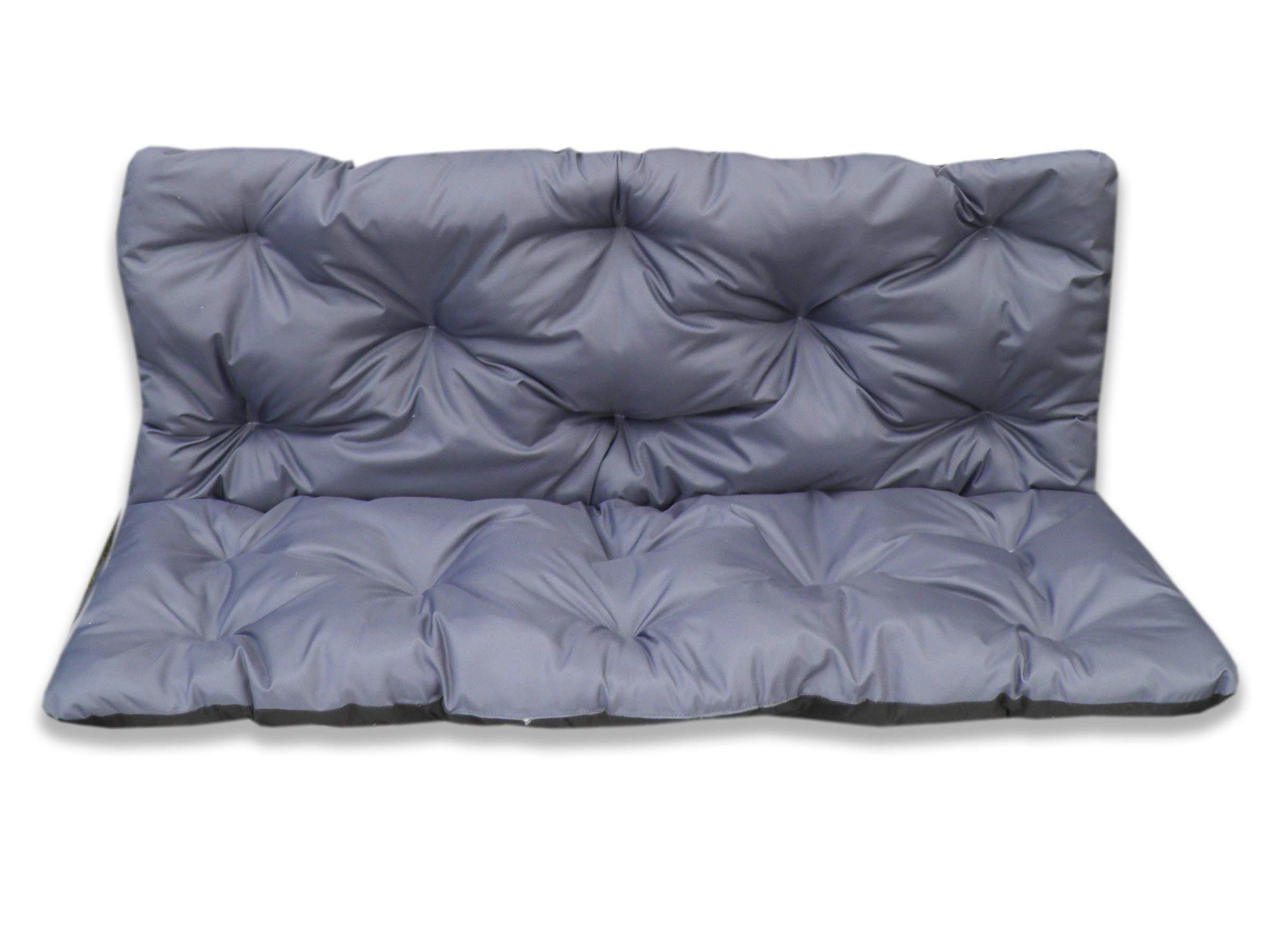 SITZKISSEN mit Rückenteil für 2 Personen Bankauflage KOMPLETT (135x60x50 cm, Grau) - Grau, Naturmaterialien (135/50/60cm) - Best for Kids