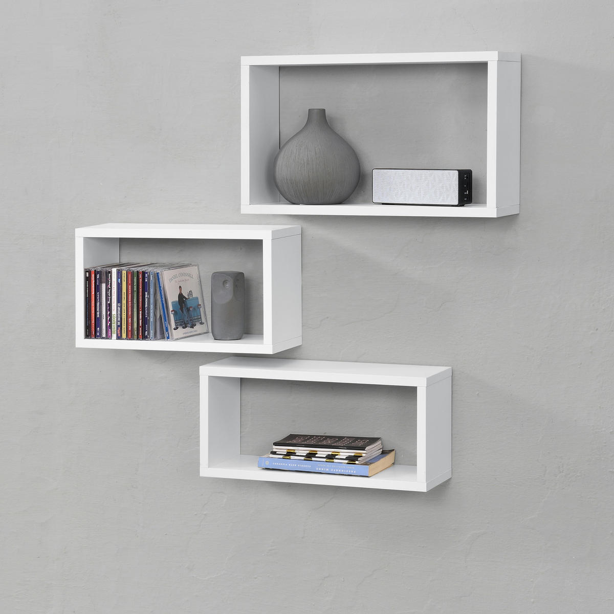 WANDREGAL-SET 3 TLG. Mandal - Weiß, Holzwerkstoff (37/19/14.5cm) - [en.casa]