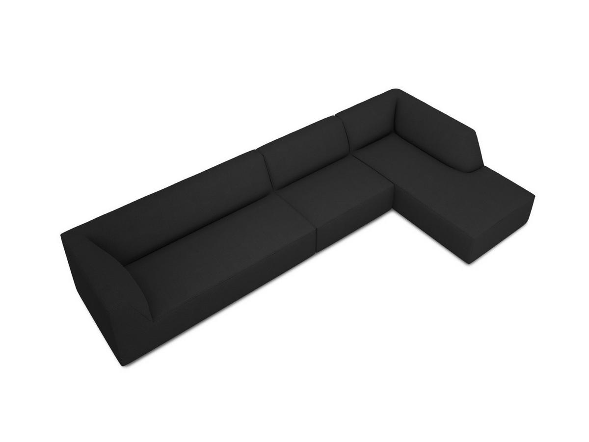 ECKSOFA rechts Ruby aus strukturiertem Stoff schwarz 5 Sitzplätze - Schwarz, Textil (180/366cm) - Micadoni