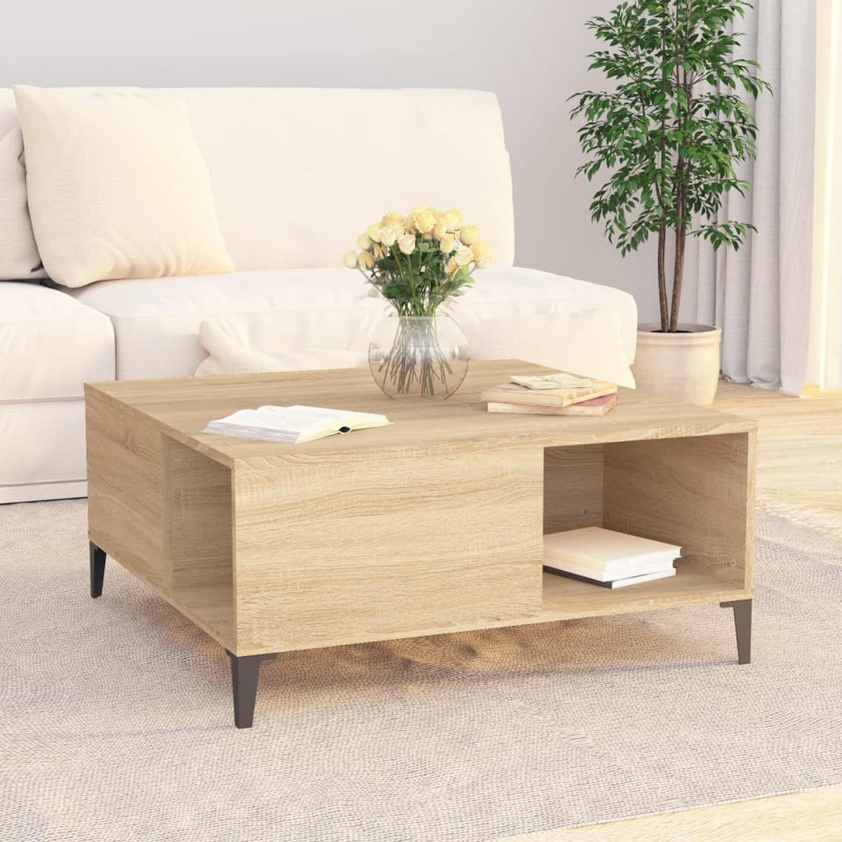 COUCHTISCH Sonoma-Eiche 80x80x36,5 cm Holzwerkstoff - Braun, Holzwerkstoff (80/80/36.5cm) - furnicato