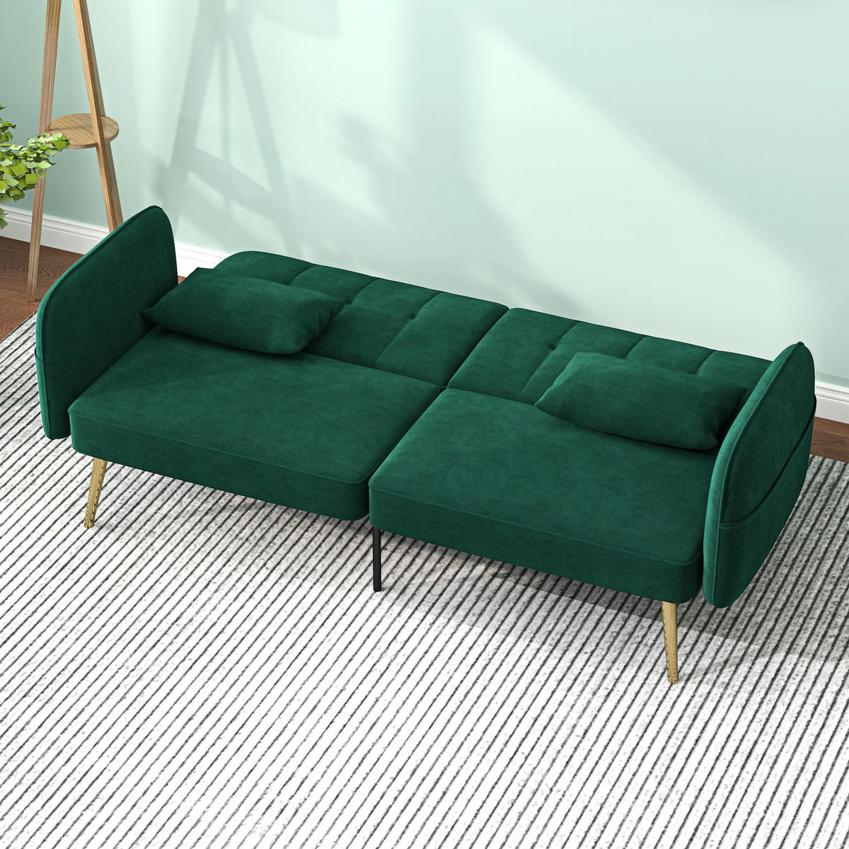 SCHLAFSOFA 2er-Sitz DE-14576 Klick-Klack mit 3-fach verstellbarer Lehne Dunkelgrün - Dunkelgrün, Textil (180/79.5/74cm) - ComfortXL
