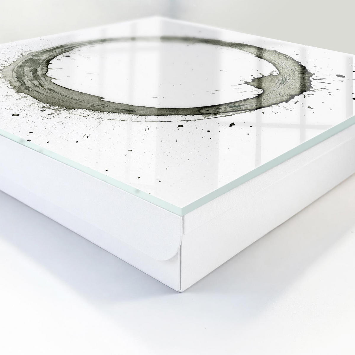SCHLÜSSELBOX Weiß 30x30 cm – Türöffnung nach rechts - Zen-Kreis - Weiß, Metall (30/30/5cm) - TULUP