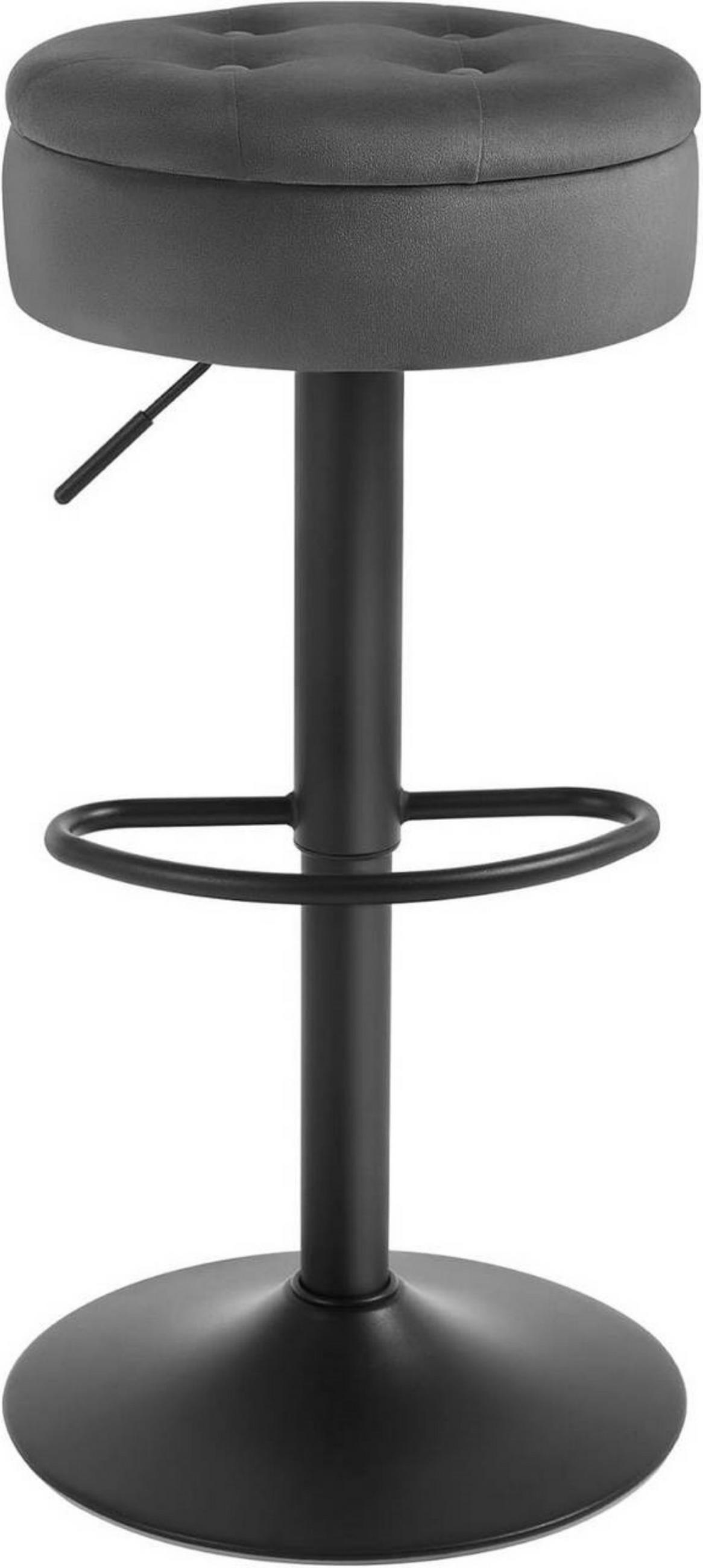BARHOCKER mit Stauraum, drehbar, Samt, Dunkelgrau - Dunkelgrau/Schwarz, Textil/Metall (39/60.5/39cm) - Woltu