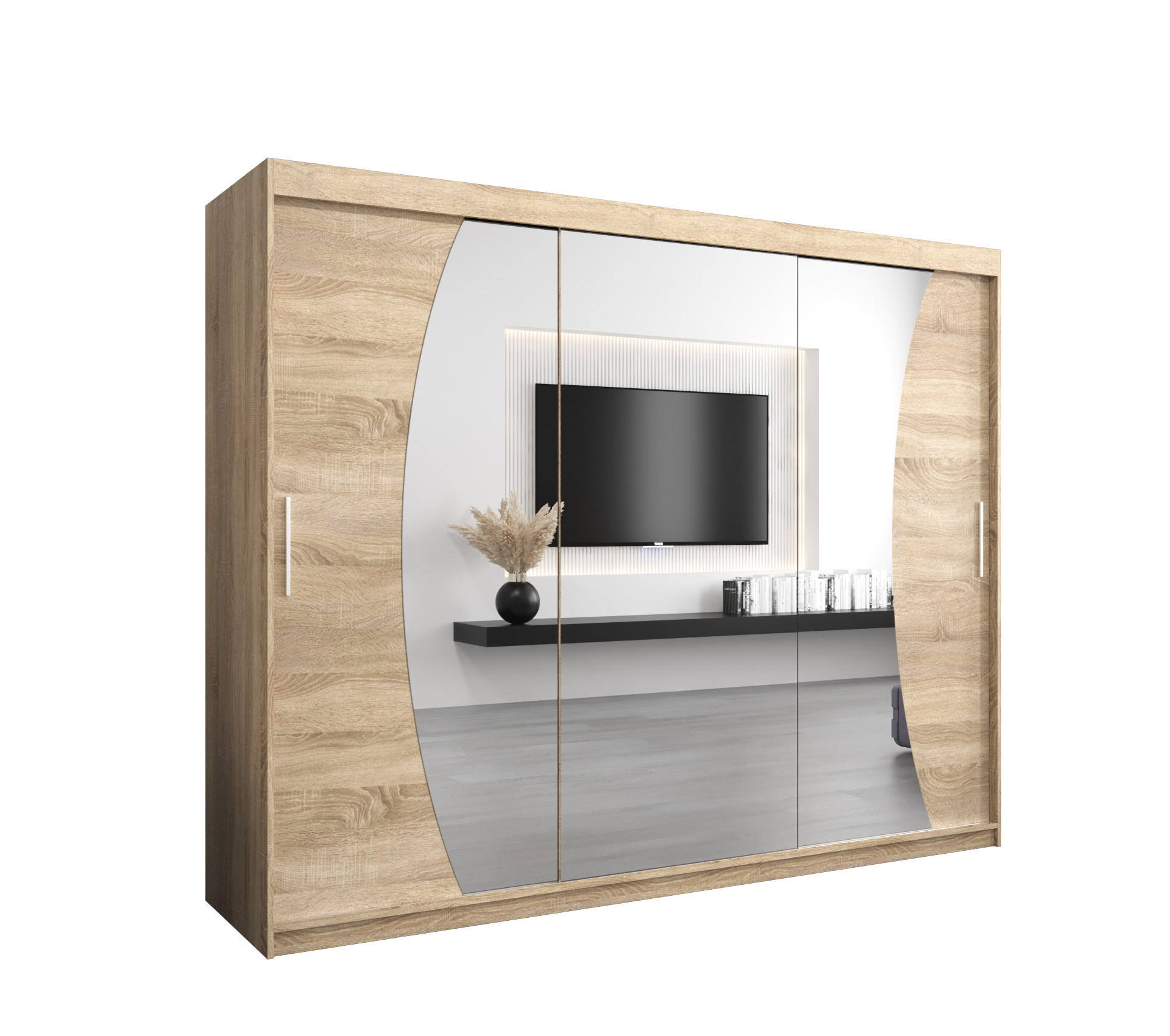 SCHWEBETÜRENSCHRANK 200/250/62 2-türig - Silberfarben/Sonoma Eiche, Holz/Kunststoff (250/200/62cm) - Abiks Möbel