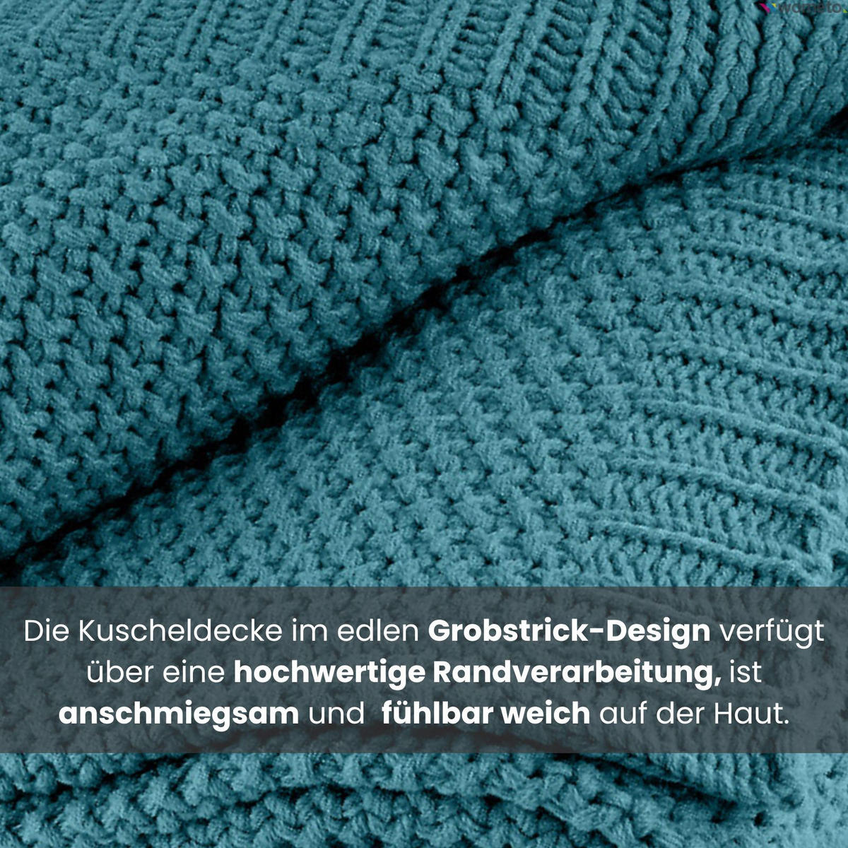 STRICKDECKE türkis 140/190 cm - Türkis, Textil (140/190cm) - wometo