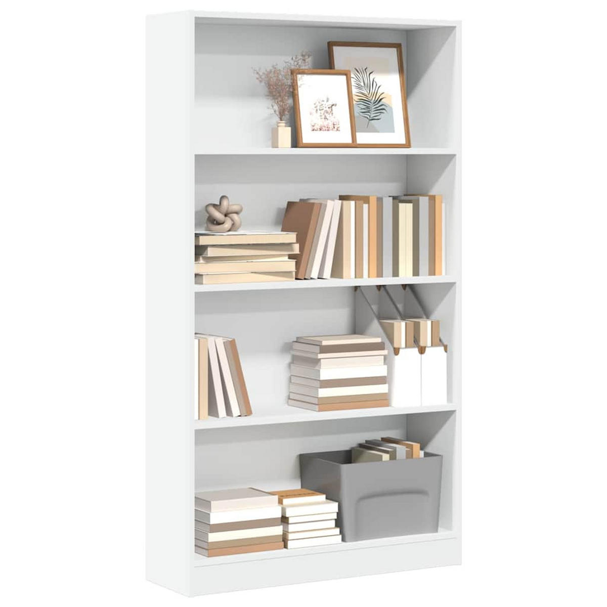 BÜCHERREGAL mit 4 Fächern 80/24/143 cm aus Holzwerkstoff Weiß - Weiß, Holz (80/143/24cm) - vidaXL