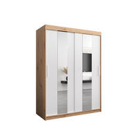 SCHWEBETÜRENSCHRANK 200/150/62 2-türig - Silberfarben/Weiß, Holz/Kunststoff (150/200/62cm) - Abiks Möbel
