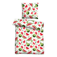 BETTWÄSCHE-GARNITUR Renforcé Wassermelone rot, 135x200 cm + 80x80 cm - Rot, Textil (135/200cm) - Castell