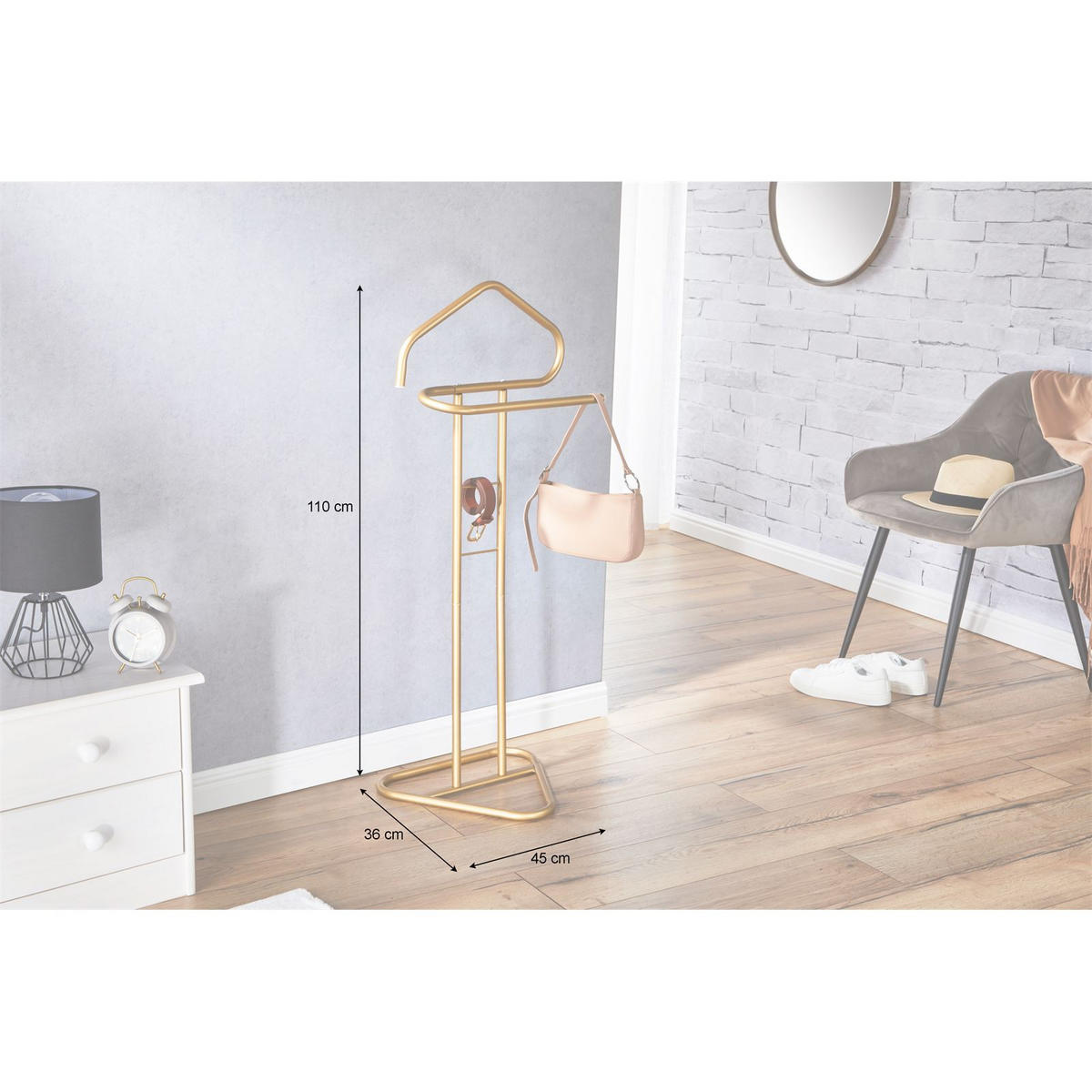 HERRENDIENER CAMILO gold - Goldfarben, Metall (45/107/36cm) - IDIMEX