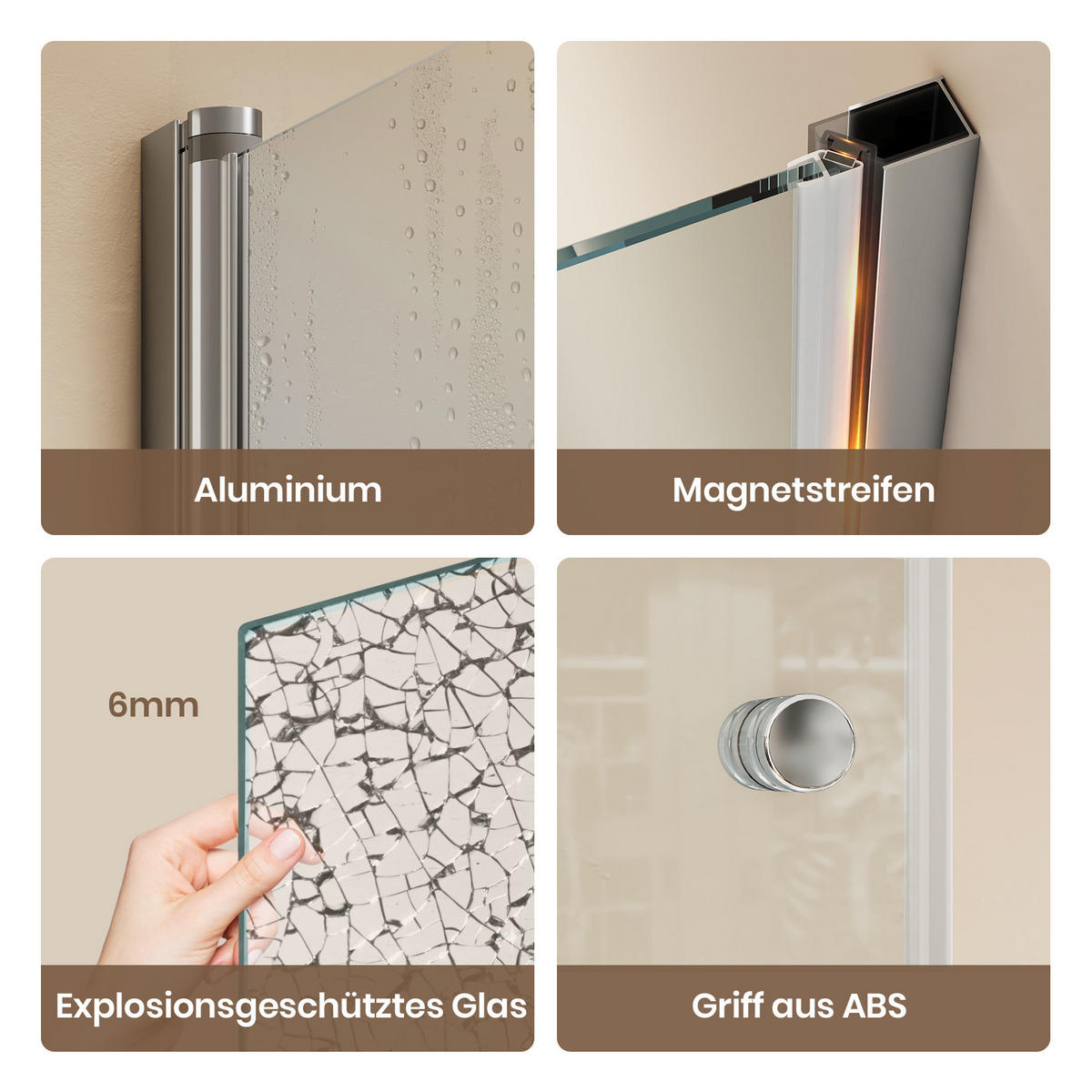 DUSCHTRENNWAND Drehfalttür Chrom 80/185 cm - Chromfarben, Glas (80/185cm) - EMKE