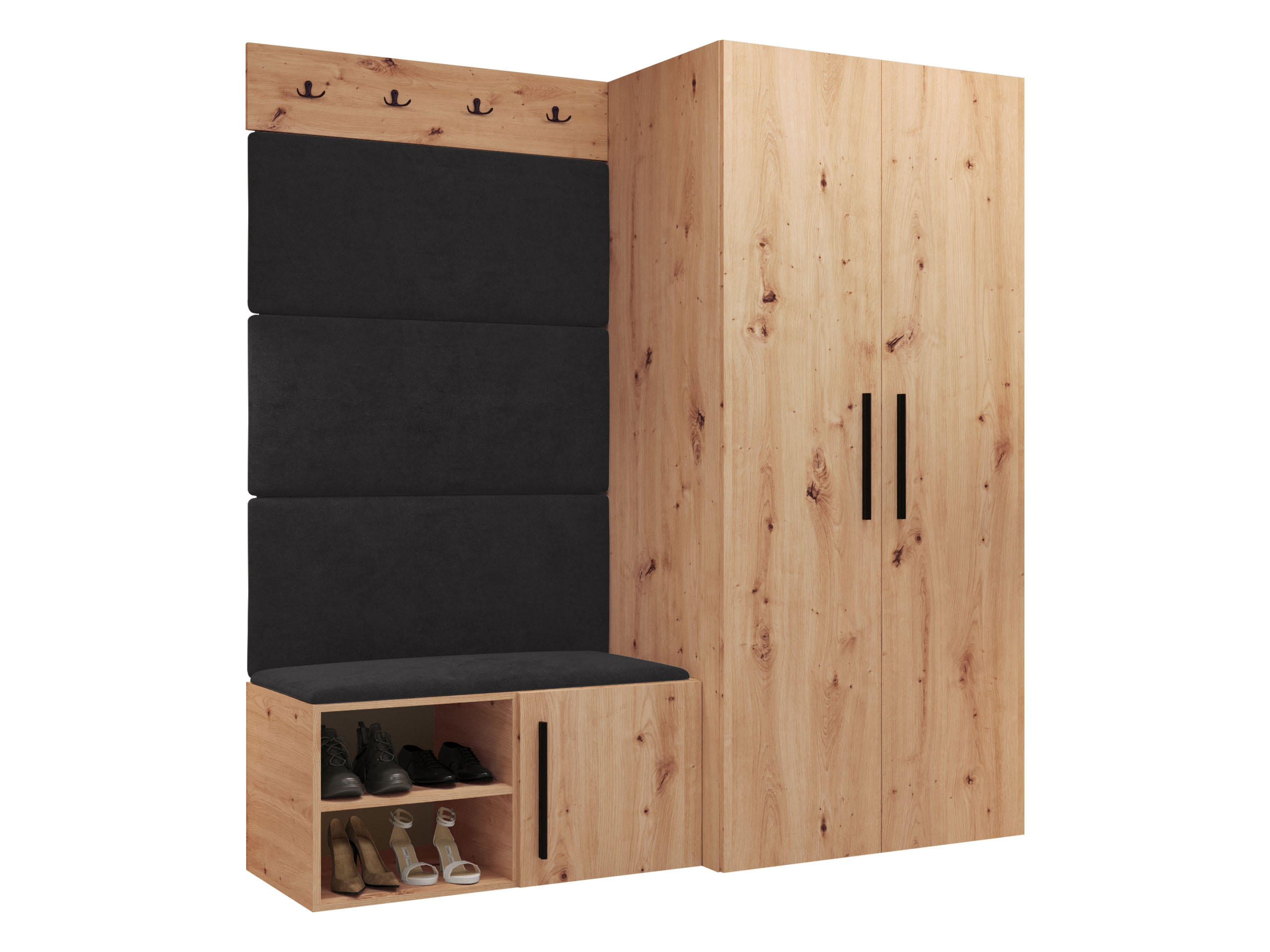 GARDEROBEN-SET Medi I - Anthrazit/Schwarz, Holzwerkstoff/Kunststoff (80/191/50cm) - MIRJAN24