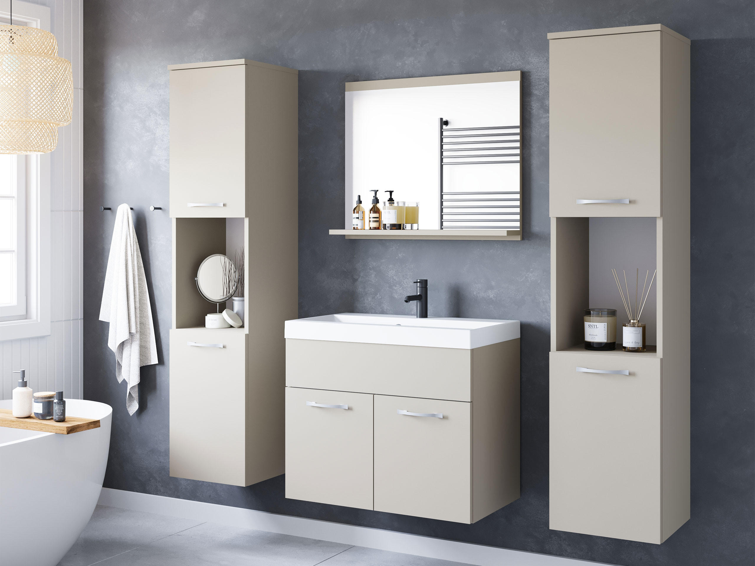 BADMÖBEL-SET Montreal XL - Kaschmir, Holzwerkstoff (30/132/30cm) - MIRJAN24