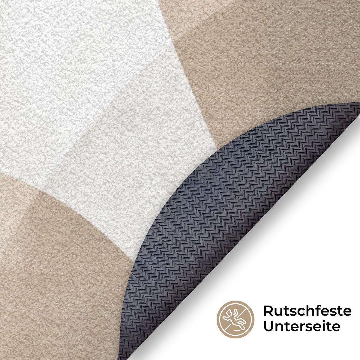 FUSSMATTE Glatte Oberflächen - Harmonisch - Wellenförmig Schmutzfangmatte 120x120 cm - Beige, Kunststoff (120/120cm) - MuchoWow