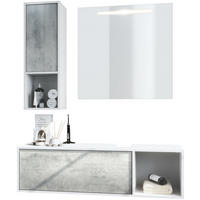 BADMÖBELSET La Costa Fronten in Beton Oxid Optik - Hellgrau, Holzwerkstoff (126.5/190/46cm) - Vladon