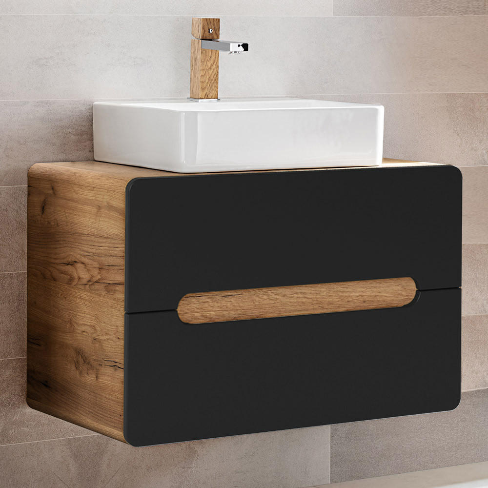 WASCHTISCH New-luton - Schwarz, Holzwerkstoff (80/67/46cm) - Lomado