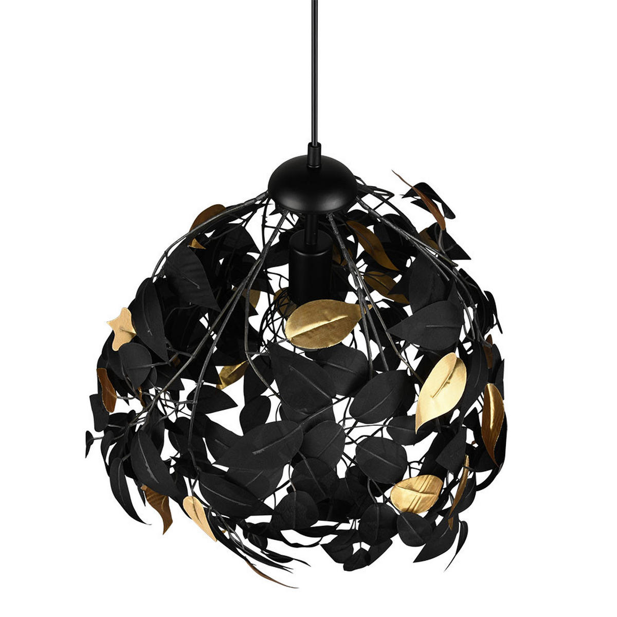 HÄNGELEUCHTE Blattdesign Metall Schwarz matt - Schwarz, Metall (38/38/150cm)