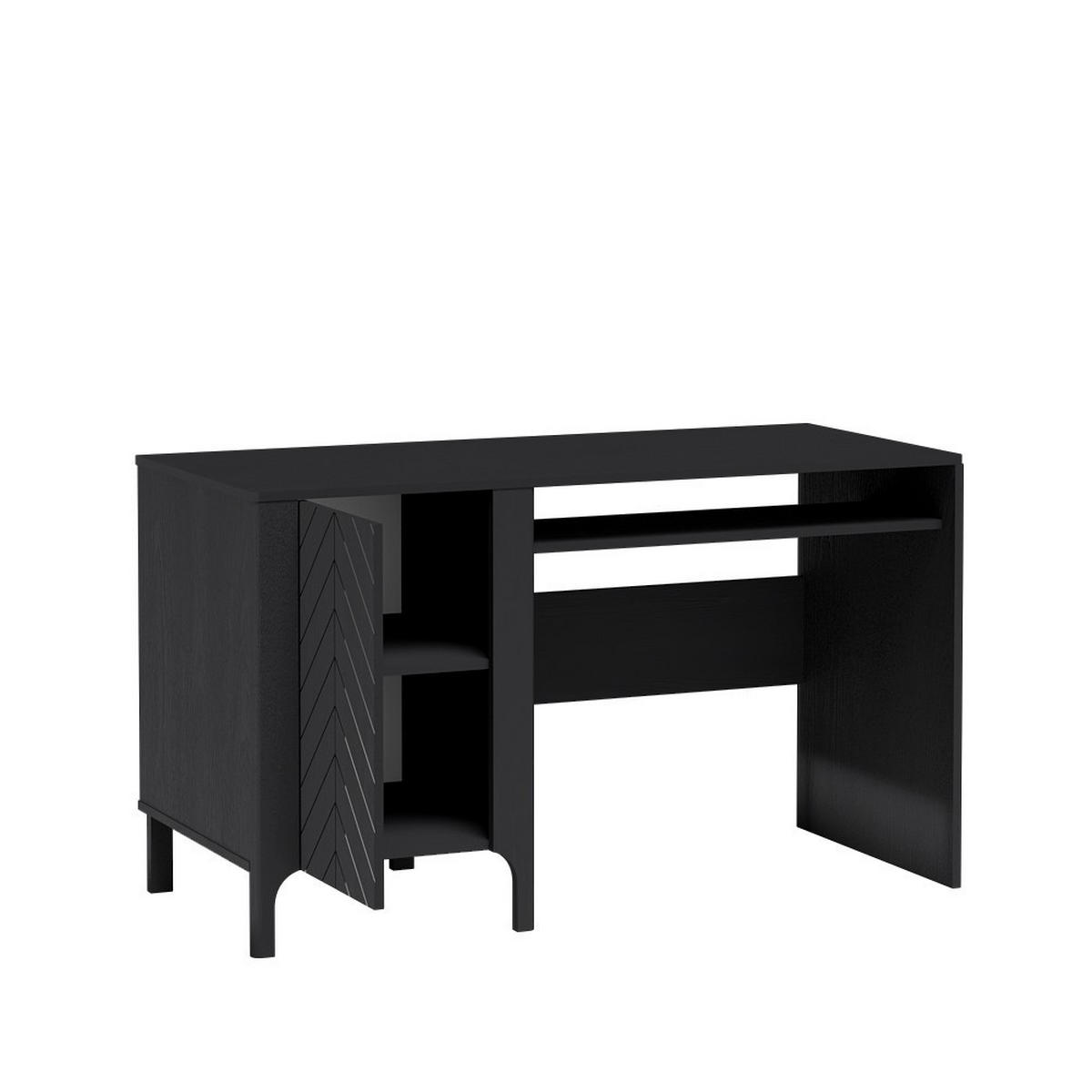 SCHREIBTISCH ALICANTE 135x60x77,5 cm Bürotisch Computertisch, Schwarz - Schwarz, Holzwerkstoff (60/135/77.5cm) - MASSENO